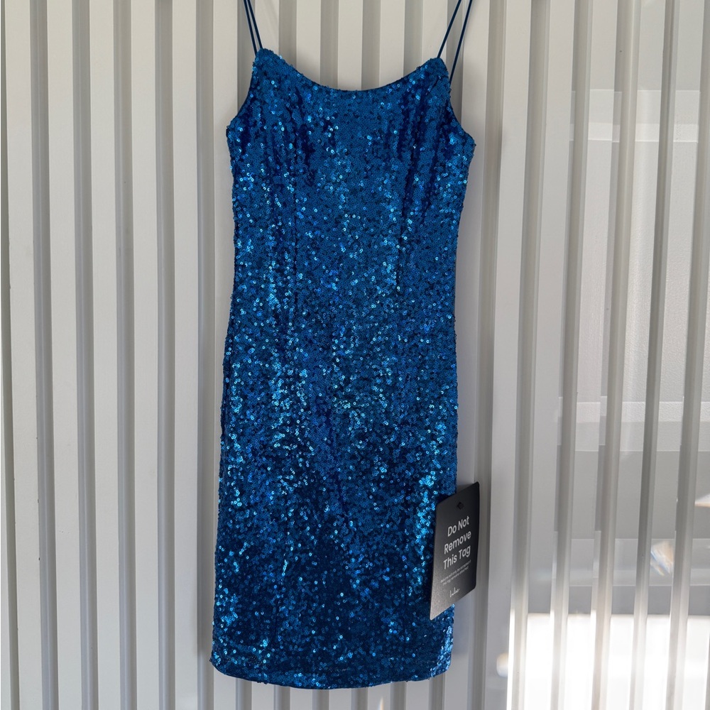 Blue Sequin Bodycon Mini Dress, Size XXS 💙 - Picture 6 of 8